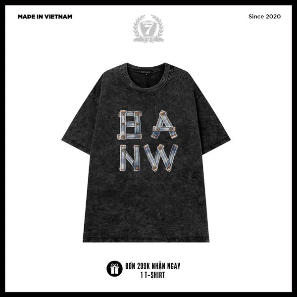Áo Thun Wash Unisex Banawa - Tee Wash Ride Or Die Monogram | Local Brand Chính Hãng