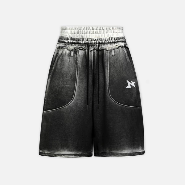 Quần NEEDS OF WISDOM 2Waist Spray Sweatshorts - Washed Black - Local Brand Chính Hãng