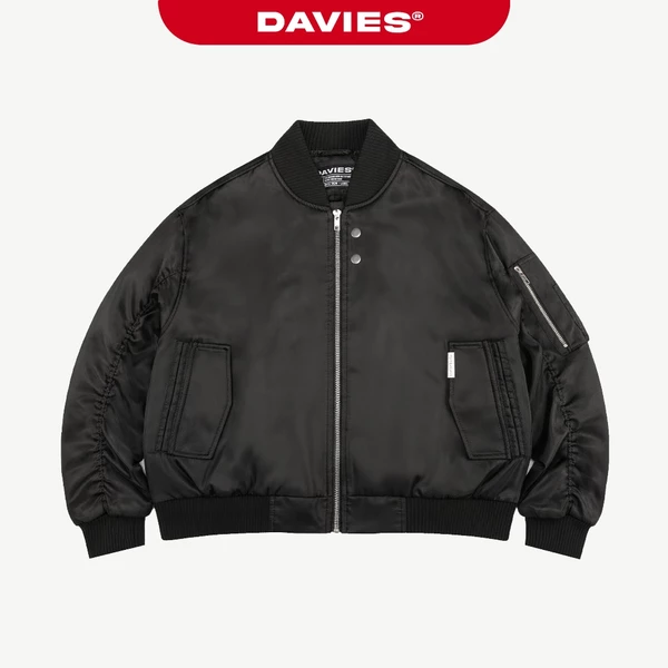 Áo khoác bomber nam nữ tay nhún DAVIES chất dù 2 lớp túi hộp khóa kéo kèm nút đính logo inox Maverick Jacket | D-AK29-D