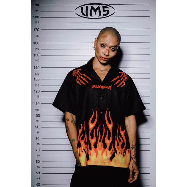 Áo sơ mi xương lửa Punk Flame URBAN MONKEY Cotton lạnh Form Oversize Nam Nữ Local Brand