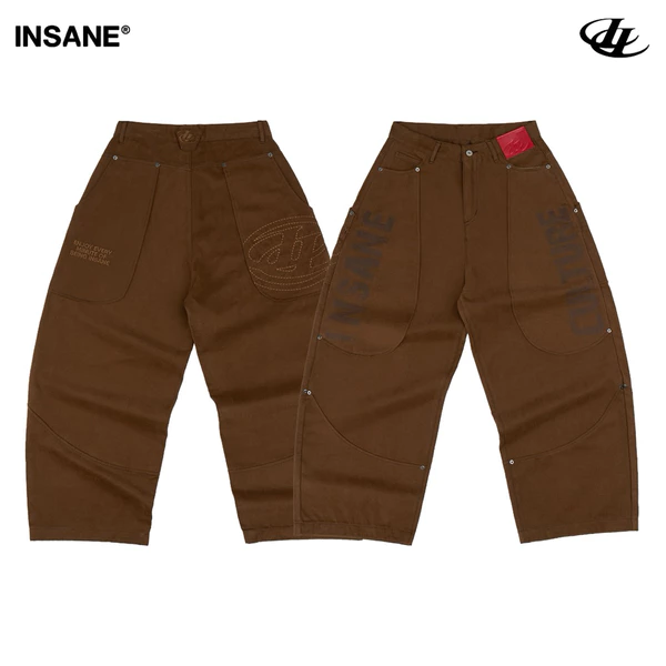 Quần Dài InsaneClo ASH BURN CARGO PANTS Form Baggy Unisex Vải Kaki Cotton Nhập