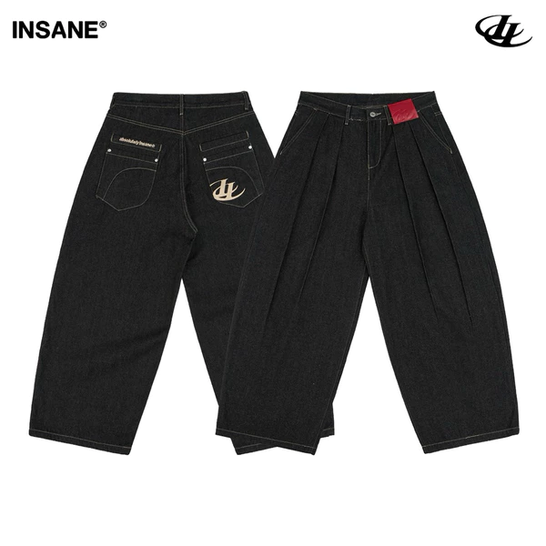 Quần Dài InsaneClo DUAL REALM DENIM PANTS BLACK Form Baggy Unisex Chất Liệu Denim