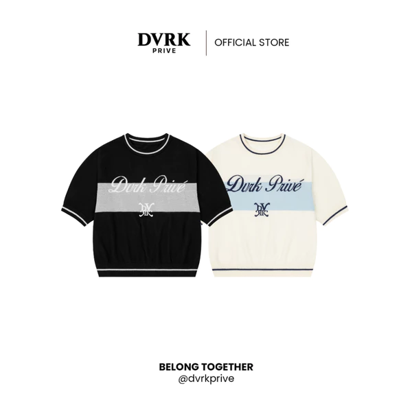 Áo Thun Nữ Tay Ngắn Cổ Tròn Dệt Kim DVRK PRIVÉ Form Crop Tee Vừa Vặn Thoải Mái BAR LOGO - 25PF