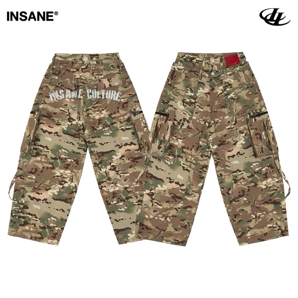 Quần Dài InsaneClo COMBAT WAVE CAMO PANTS Form Baggy Unisex Vải Kaki Caro Nhập