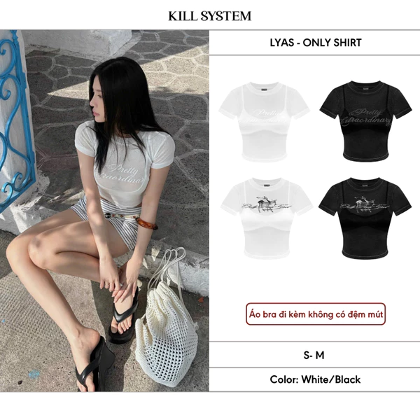 Áo thun xuyên thấu sexy tôn dáng LYAS, ONLY kèm bra - 𝐊𝐈𝐋𝐋 𝐒𝐘𝐒𝐓𝐄𝐌