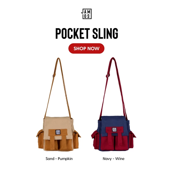 Jamlos Pocket Sling - Túi chéo nhỏ gọn nhiều ngăn túi hộp vừa A5 vải canvas
