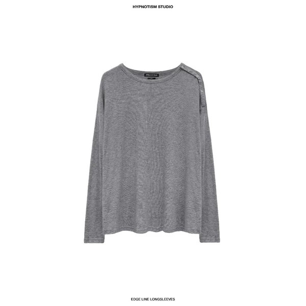 HYPNOTISM |"EDGE LINE LONGSLEEVES" Áo Thun Len Dệt Dài Tay Phối Cúc Vai