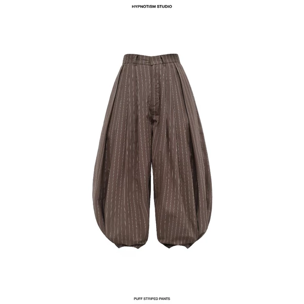 HYPNOTISM | “PUFF STRIPED PANTS” - Quần Cotton Nhăn, Ống Phồng Kẻ Sọc