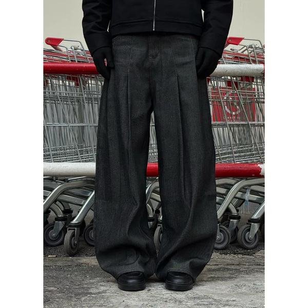 Quần Jean Ống Rộng Nam Xếp Ly – Raw Denim 11oz – Pleated Baggy Pants TheBrothers