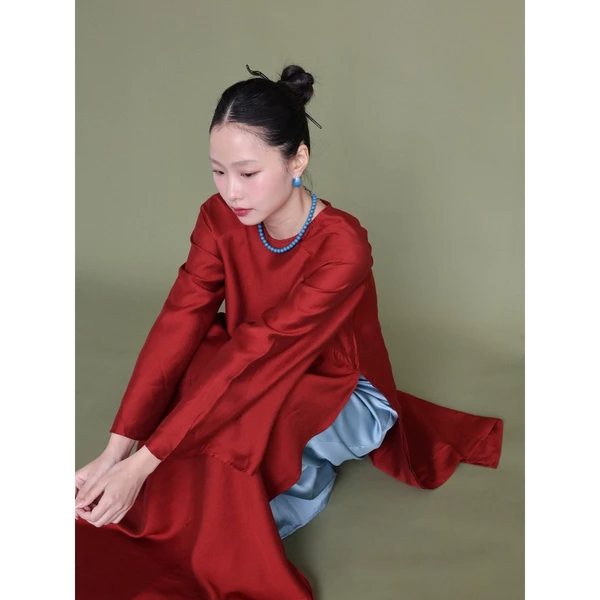LAM MAI áo dài truyền thống 4 tà, form suông , quần lụa ống rộng | SOMS