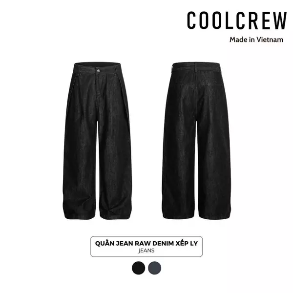 Quần Jean Raw Denim COOLCREW Xếp Ly – Basic, Cá Tính, Thời Thượng QTD067