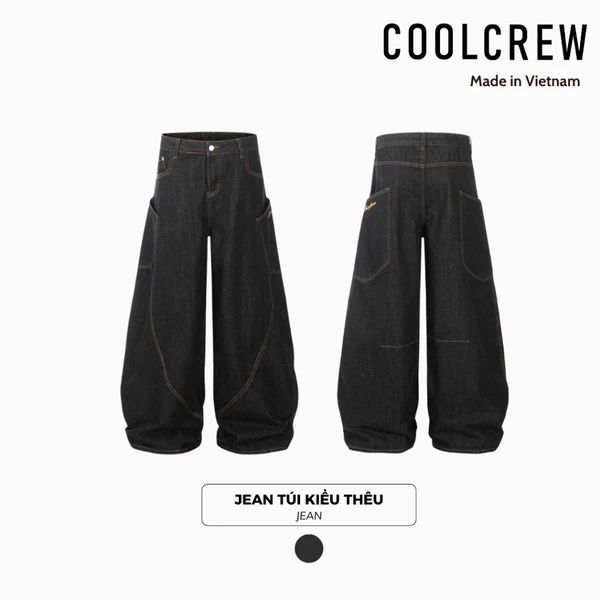 Quần Jean Dài Ống Rộng Túi Kiểu Thêu 𝐂𝐎𝐎𝐋𝐂𝐑𝐄𝐖 Unisex Nam Nữ QTD066