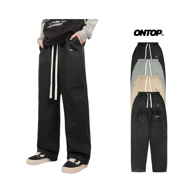 Quần ống suông nam nữ nhiều màu ONTOP tag su dây rút bo chun local brand chất liệu kaki, jean | O14-Q1&O25-Q1&O-Q2