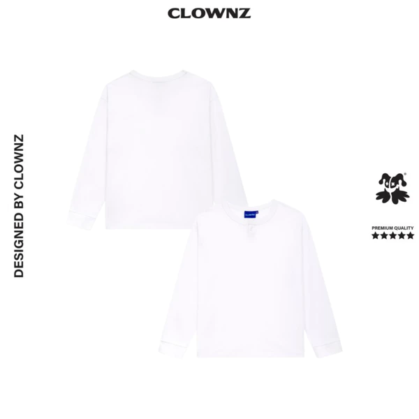 Áo dài tay Blank Long Sleeves Henley T-shirt ClownZ cổ cúc form ôm unisex