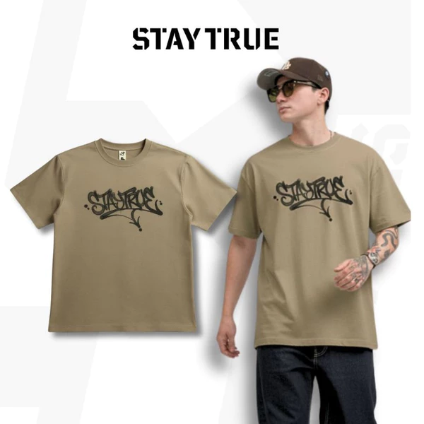 Áo Thun Local Brand STAYTRUE - Áo Thun Nam Nữ T-Shirt Unisex Basic Cotton Cao Cấp 210GSM - Màu Rêu
