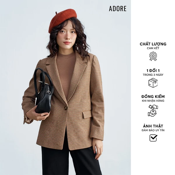 Blazer basic ziczac nhí cam nâu vá tay - 512BL1013 ADORE