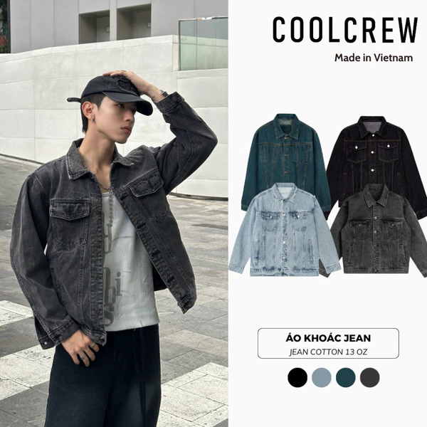 Áo Khoác Jean 𝐂𝐎𝐎𝐋𝐂𝐑𝐄𝐖 Họa Tiết Loang Áo Khoác Bò Unisex Có Túi Ngực Phong Cách Hàn Quốc AKD017