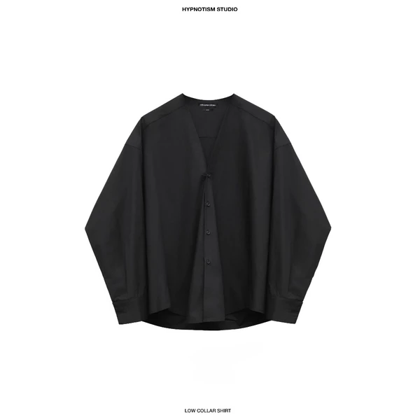 HYPNOTISM | LOW COLLAR SHIRT - Áo tay dài cổ V, form rộng tối giản
