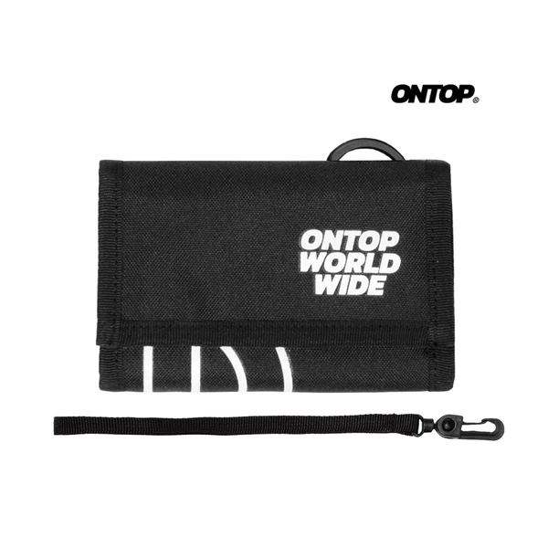 Ví vải canvas nam nữ màu đen ONTOP nắp gập tặng kèm keychain local brand Worldwide Wallet l O-V022