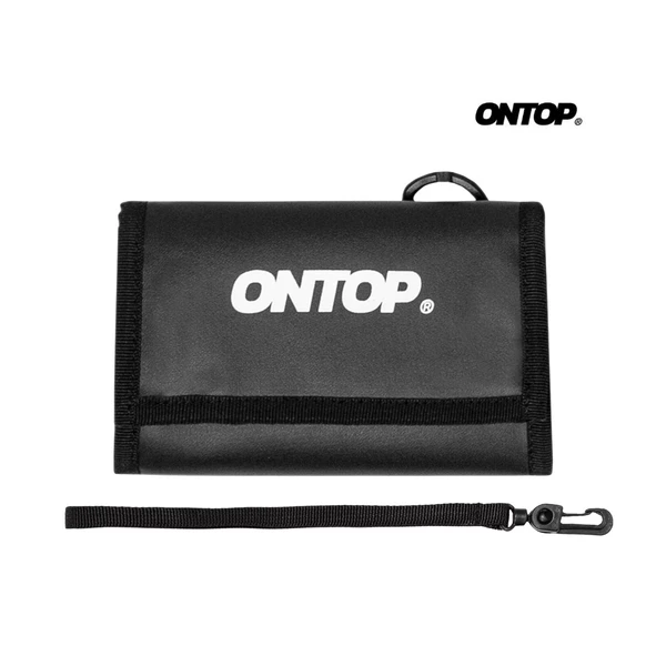 Ví da local brand màu đen ONTOP gập 3 nhiều ngăn nam nữ tặng kèm keychain New Logo | O-V21-DDA