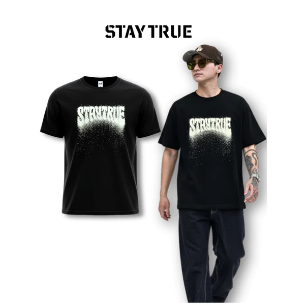 Áo Thun Local Brand STAYTRUE- Áo Thun Unisex Nam Nữ, Phong Cách Streetwear Cotton Cao Cấp- Màu Đen