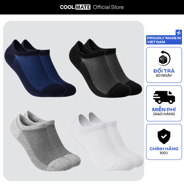 [MUA 2 GIẢM 5%]Pack 4 tất cổ ngắn casual mềm mại, thoáng khí, thấm hút mồ hôi tốt - Coolmate