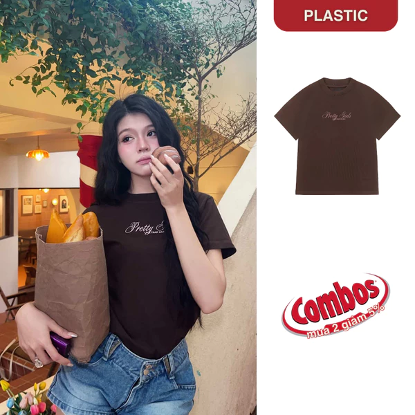Áo thun babytee nâu "Trap Music" vải cotton 250gsm cao cấp, ôm dáng chuẩn form fit dày dặn