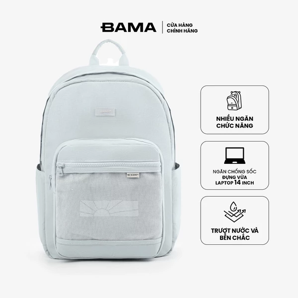 Balo nam nữ đi học đi làm BAMA Mesh Fabric MF108 chống nước nhiều ngăn đựng laptop 13 14 inch