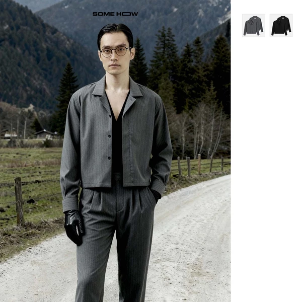 [N] Áo Sơ Mi Boxy Cuban Tay Dài Pinstripe Cotton Dày Dặn Phong Cách Hàn Quốc, SM0198 SOME HOW STORE