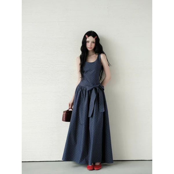 KIDO - Đầm dài dây bản to phối nơ JENNY DRESS