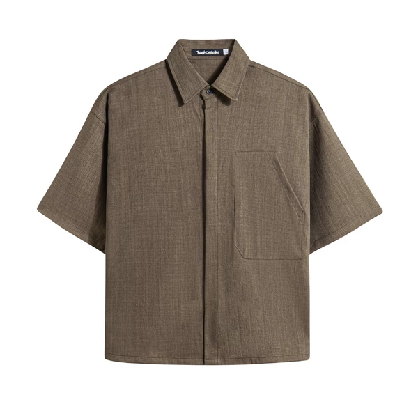 Áo sơ mi ngắn tay cao cấp - Ivankov Sunday Pocket Button Shirt Brown