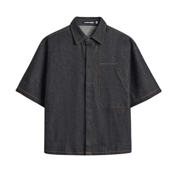 Áo sơ mi raw denim ngắn tay cao cấp - Ivankov Sunday Pocket Button Shirt Raw Denim