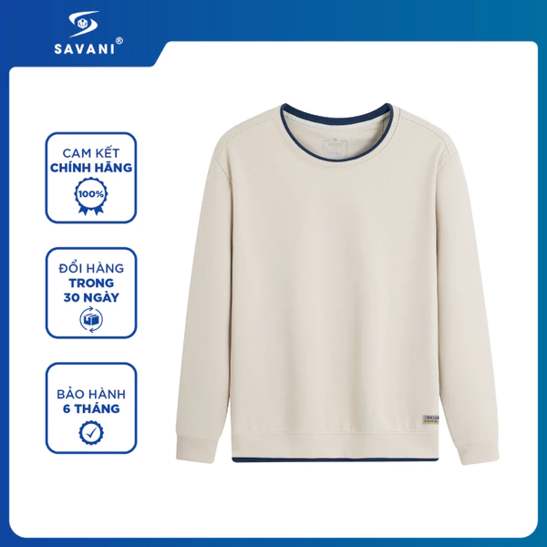 Áo Nỉ Nam Thu Đông SAVANI, Áo Sweater Tay Bo Gấu, Chất Nỉ Dày Dặn, Ấm Áp MACA001W5