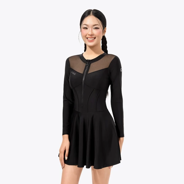 Đồ bơi nữ SOBIE liền thân váy tay dài khoá kéo kín đáo và chống nắng Ori Desi