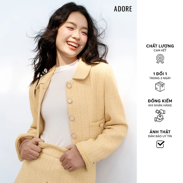 Blazer tweed vàng phối dây trang trí - 512TW1011 ADORE