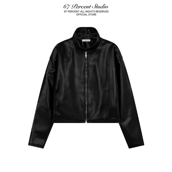Áo Khoác Da Trơn Chất Liệu Faux Leather Cao Cấp 67PERCENT/67% Form Rộng Unisex High-Street Look - MANAGER LEATHER JACKE