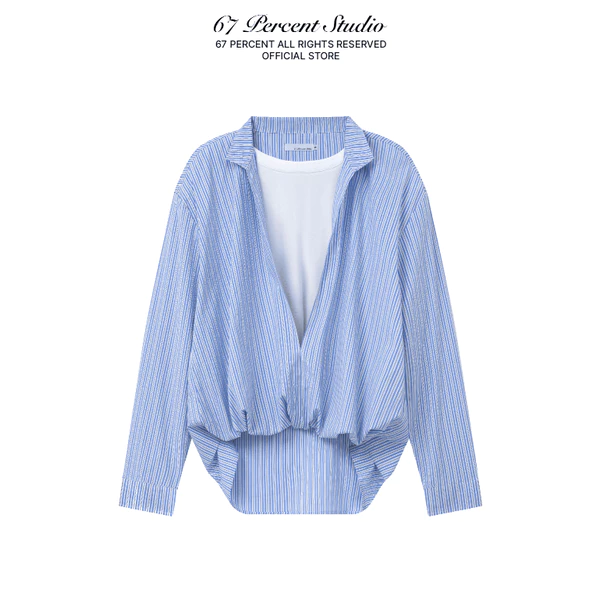 Áo Sơ Mi Tay Dài Phối Kiểu Chính Hãng 67PERCENT/ 67% - MALE LAYERED TRIPED SHIRT