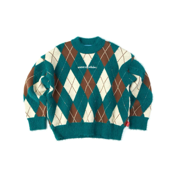“WHENEVER” ÁO KHOÁC SWEATER HỌA TIẾT - COZY PLAID KNIT SWEATER / GREEN
