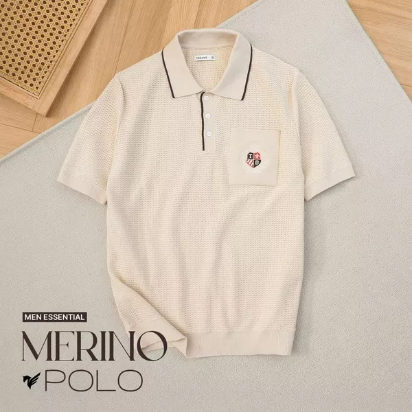 Áo Polo len MERINO POLO TORANO basic thêu logo ngực nam tính, gọn gàng và lịch lãm GWTE811