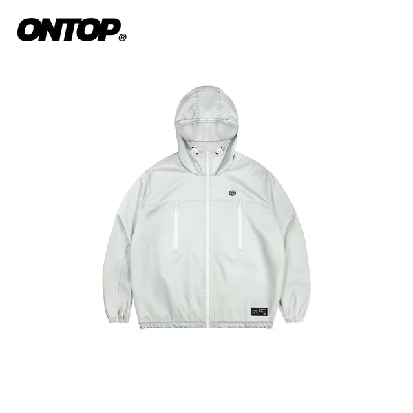 Áo khoác gió 2 lớp nữ ONTOP có mũ màu xám, 2 túi ngực dọc nổi bật Nomad Shell Jacket | O-AK8-XT