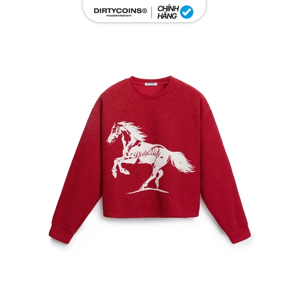 Áo Sweater DirtyCoins Horse Power Knit Red