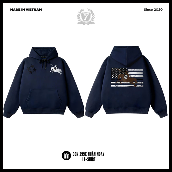Áo Hoodie Nỉ Unisex Banawa - Rising Knight Hoodie Navy | Local Brand Chính Hãng