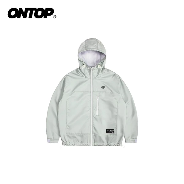 Áo khoác dù dày có mũ nam nữ ONTOP chống nắng, nhiều túi, màu xám trắng Protector Jacket | O-AK4-XT