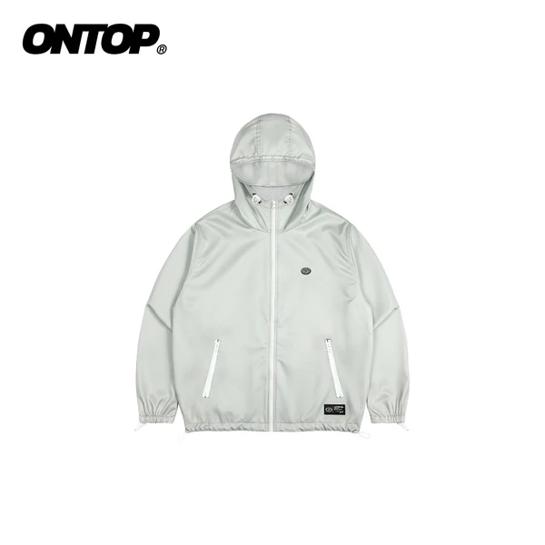 Áo khoác màu xám trắng nam nữ có mũ ONTOP chống nắng, cản gió có túi trong Windward Jacket | O-AK3-XT