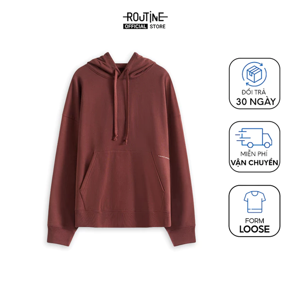 Áo Hoodie Unisex Tay Dài Có Túi Mũ In Hình Form Loose - Routine 10F24HODU001