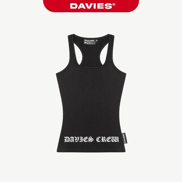 Áo ba lỗ đen form dài streetwear DAVIES hoạ tiết hình in lụa thun co giãn ôm dáng nữ Legacy Top | D-T48-D