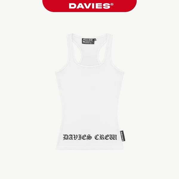Áo ba lỗ trắng dáng dài DAVIES hình in chữ phong cách hiphop thun ôm sát co giãn nữ Legacy Top | D-T48-T