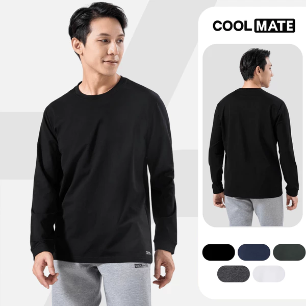 [MUA 3 GIẢM 12%]Áo thun nam dài tay thu đông Cotton Compact Premium chống nhăn, giữ ấm tốt Coolmate