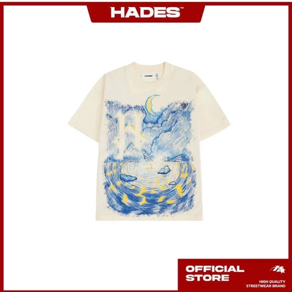 HADES Angel Falling Tee - HADES Brand chính hãng Áo thun tay lỡ cotton unisex / KEM