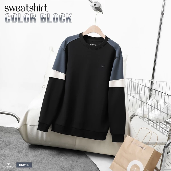 Áo nỉ COLOR-BLOCK SWEATSHIRT TORANO can phối màu tay phom dáng regular fit thoải mái và phong cách FWTW003